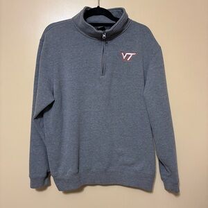 Top Of The World Virginia Tech Hokies Quarter Zip Logo Pullover Men L Gray